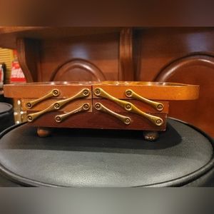 VINTAGE KAROFF 1950's FOLDAWAY BUFFET TRAY -WOOD & BRASS - Atomic Kitchen Decor